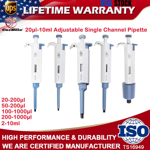 20UL10ML LAB SINGLE Channel Pipette Adjustable Volume Micropipette