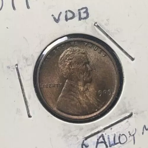 1909-P V.D.B. Lincoln Wheat Cent Penny Alloy Mix Woody (BU Brown) Old U.S. Coins