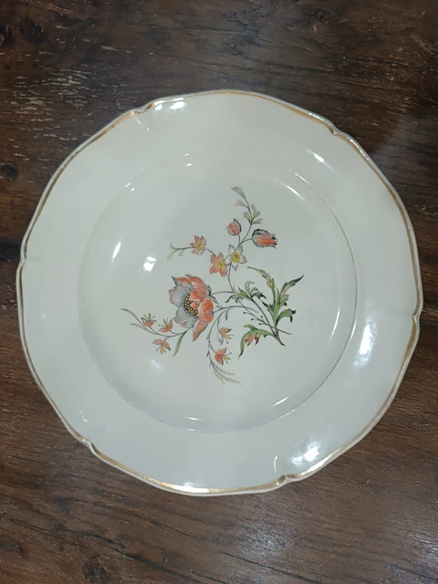 Grand Plat Ancien Ceranord St Amand - Semi-Vitrifié à Dorure (Occasion)