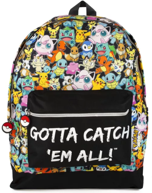 Pokemon Backpack Kids Boys Gamer School Bag with Adjustable Straps One Size
