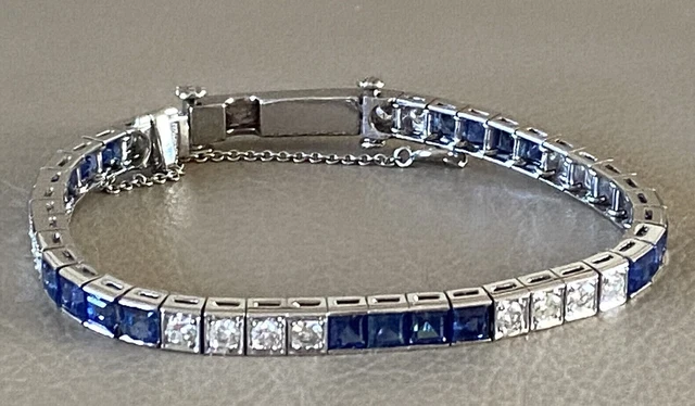 11Ct Round CutSapphire Lab-Created Diamond Tennis Bracelet 14k White Gold Plated