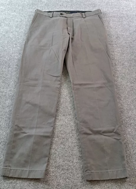 Brooks Brothers Mens Pants Size 34x32 Grey Gray Flat Front Advantage Chino