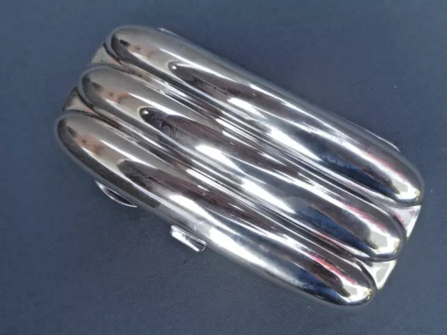 SUPERB Vintage Sterling Silver Three Tube Fluted Cigar Case  h/m 1907 Birmingham