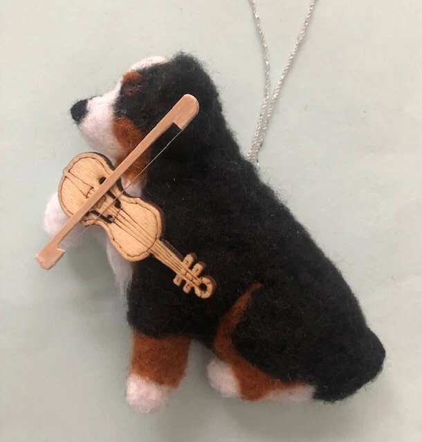 BERNESE MOUNTAIN DOG with VIOLIN -  PART NEEDLE FELTED DOG.