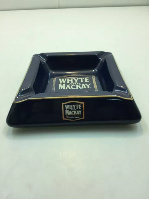Whyte & Mackay Vintage Collectible Square Blue Ceramic Ashtray