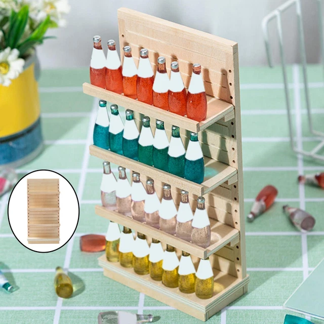 Wooden Dollhouse Supermarket Shelves Kids Pretend Play Toys Doll House Decor