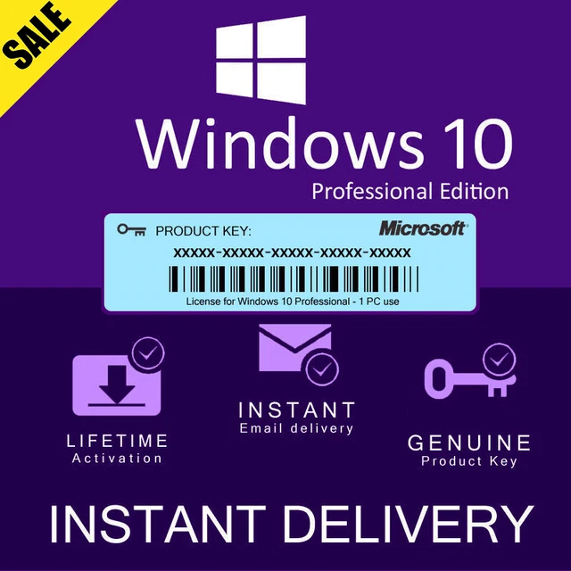 window 10 pro key 32/64 bit