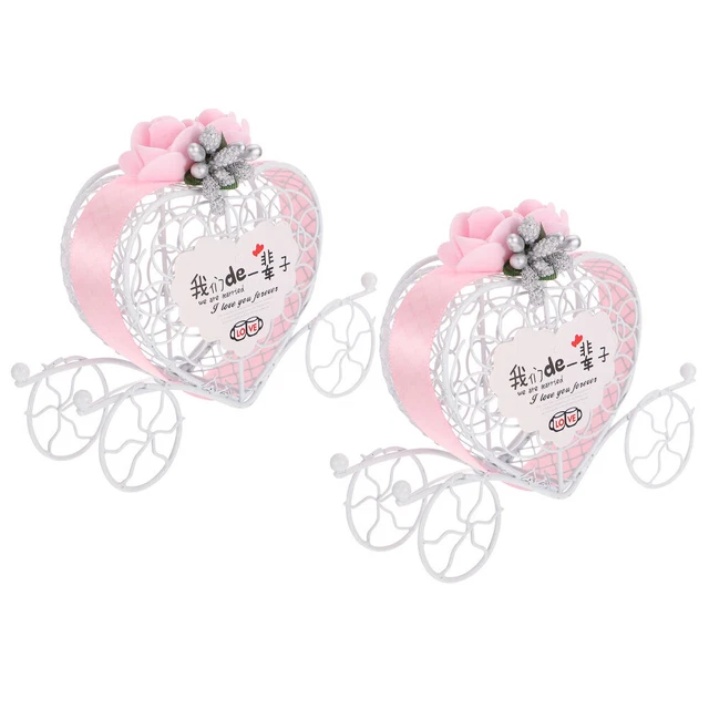 2 Pcs Heart Carriage Statue Candy Box Gift Box Jewelry Heart-shaped