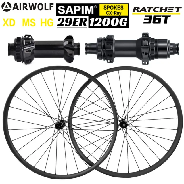 AIRWOLF 1200g Carbon MTB XC Laufräder 29er BOOST Schlauchlos 28H Ultraleicht