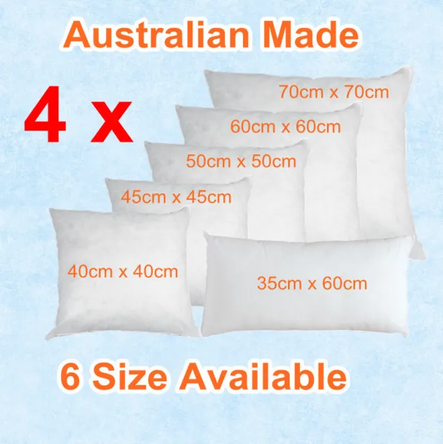 Aus Made New CUSHION INSERTS Premium Polyester Fibre Filling(6 Size Available)