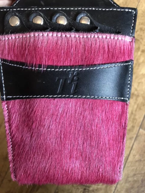Borsa Fondina A Pelo Cavallo Rosso In Pelle Nera Scozzese E Kilt Cintura In Pelle Barbiere