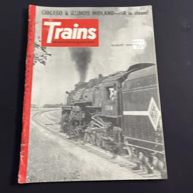 Trains Magazine of Railroading August 1955 Vtg Chicago Illinois Midland Steam