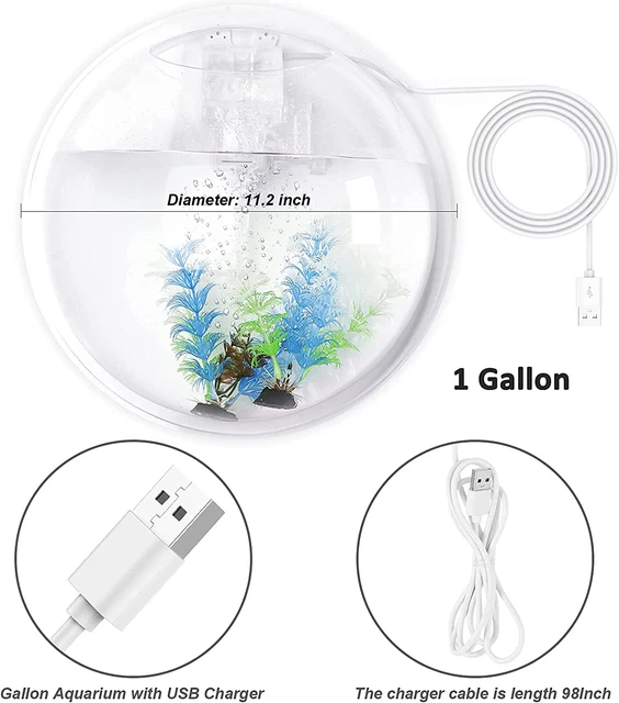 Outgeek Wall Mounted Aquarium Tank: 1-Gallon Betta Fish Bowl Hanging Aquariums C 3