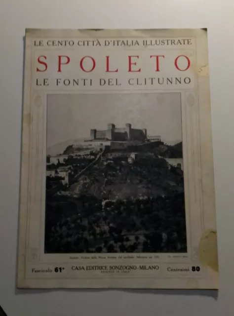 Vecchia rivista Cento Città D'Italia. Spoleto e le Fonti del Clitunno