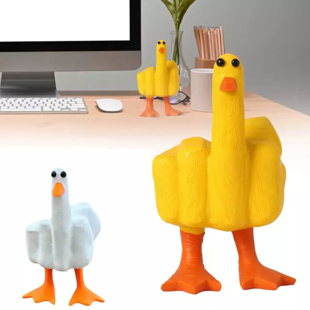 Middle Finger Duck Figurine Desk Decor Funny Garden Decor Stat Home Decoration