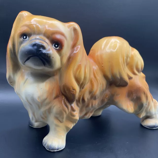 Pekingese Dog Figurine Ceramic Art Pottery 40s 50s No Chips Gorgeous Vintage