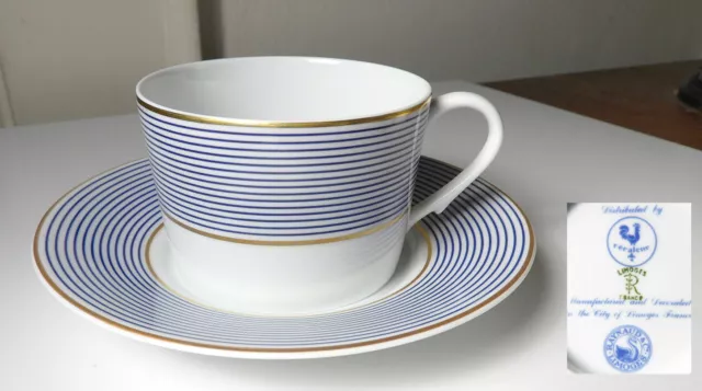 CERALENE Raynaud Limoges CRINOLINE BLUE Cup & Saucer Set(s) MINT Condition