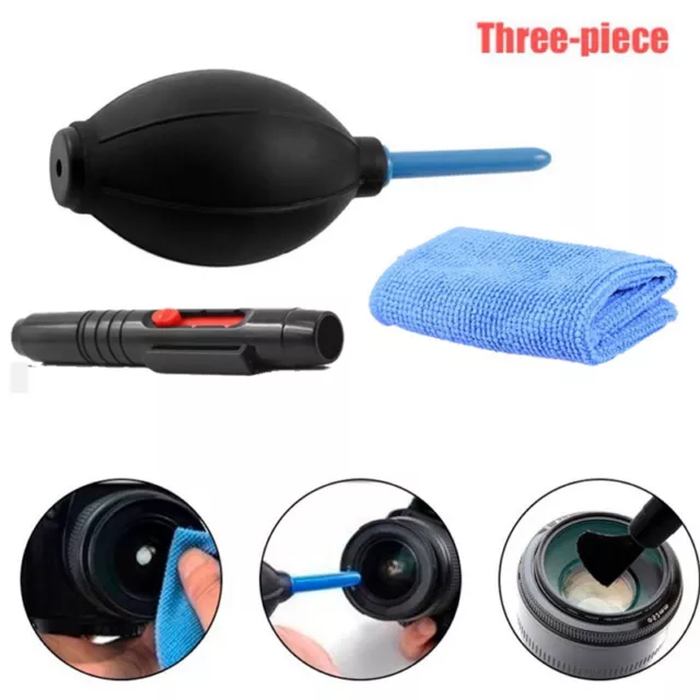 Lens Cleaning Cleaner Dust Pen Blower Cloth Kit For DSLR VCR Camera Canon 3 in 1