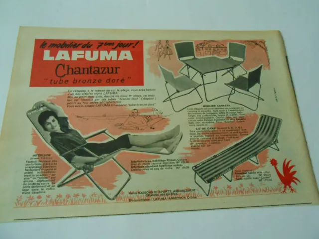 Publicité 1963  Lafuma Interlude Fauteuil Mobilier Canasta Lit de camp