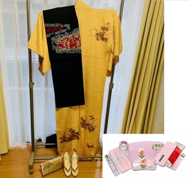 Japanese Kimono Obi Belt Dressing Accessories Bag shoes set ANTIQUE
