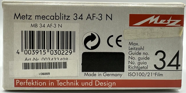 Metz Mecablitz Flash 34 AF-3N TTL For Nikon 34AF3N 2