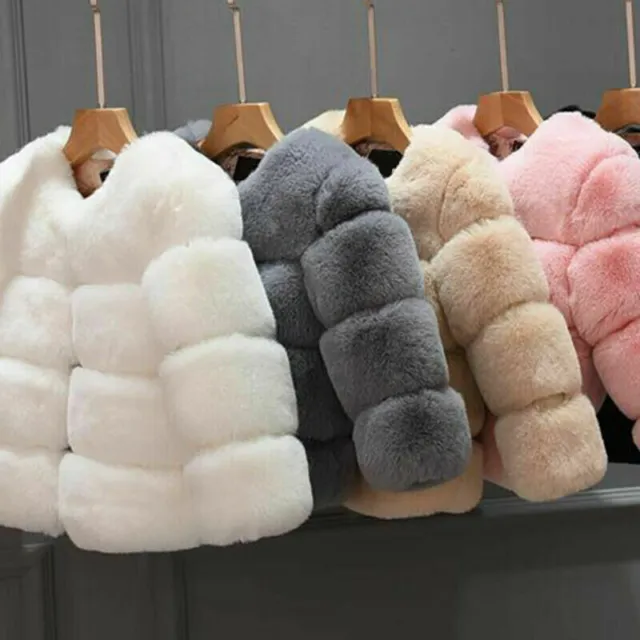 Kids Faux Fur Baby Coat Thick Parka Girl Warm Child Jacket Coat Outerwear