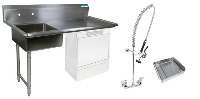 BK Resources 50" Undercounter Soiled Dishtable Left w/ Faucet & Basket