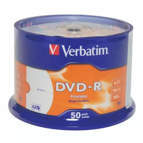 Dvd-R Verbatim Imprimible Y No 4.7GB 16X 120Minuti 50/100/150 2