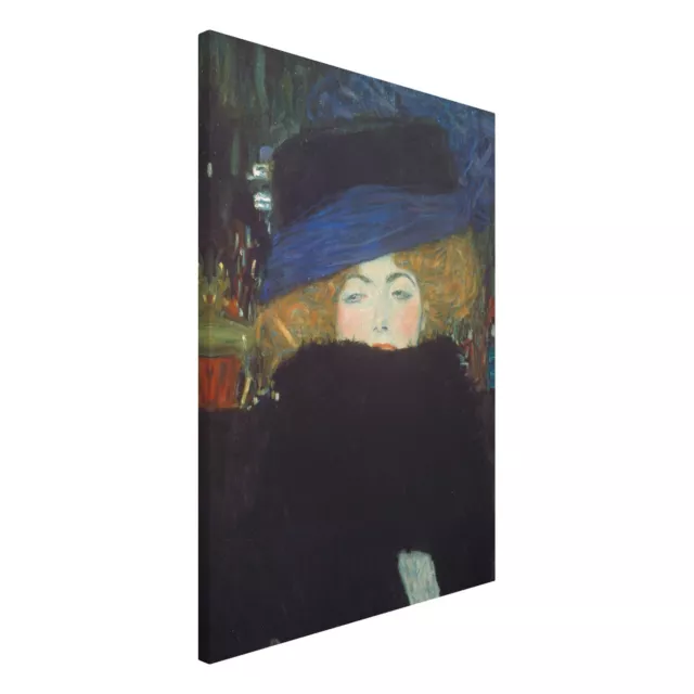 Leinwandbild Wandbild Bild Canvas Kunst Gustav Klimt Dame mit Hut und Federboa