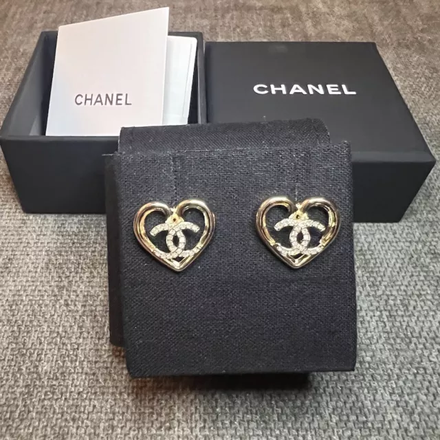 CHANEL CC Logo Black Leather Pearls Stud Earrings Gold Tone NWTB 22 Italy  Large