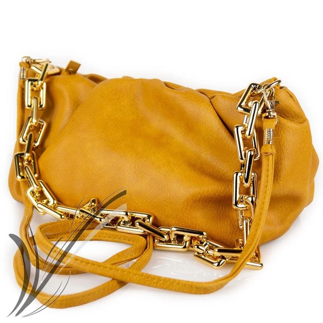 Borsa gialla tracolla con catena da donna per ragazza borsetta elegante pochette