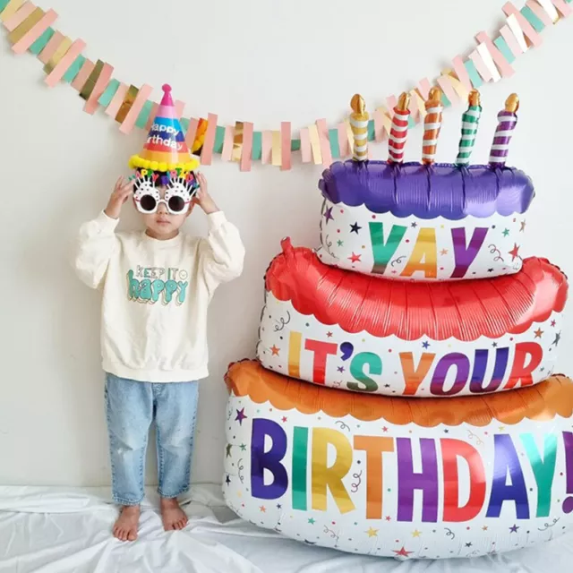 Happy Birthday Cake Balloons Large 3-Layer Color Candle Cake Balloons Bear Ca $d