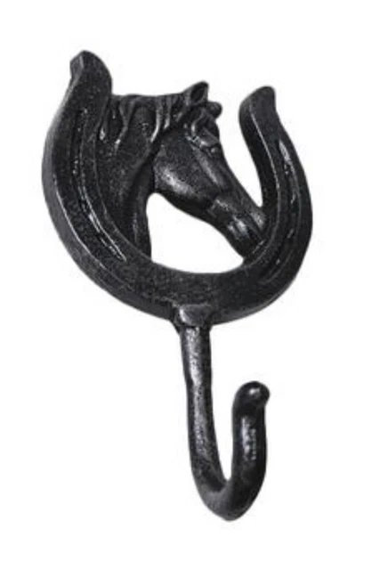 Horse Coat Hook Cast Iron Rustic Ranch Towel Or Key Hook Horse Shoe