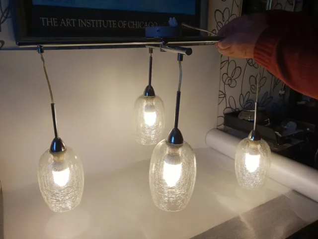 💡 lustre suspension design chromé orientable 4 lampes globes verres