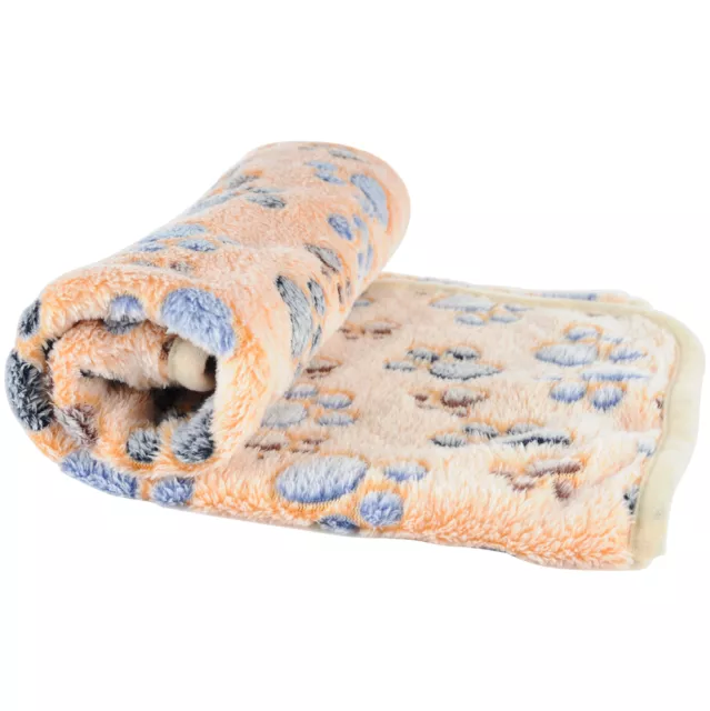 Warm Pet Mat Small Large Paw Print Cat Dog Puppy Fleece Soft Blanket Bed Cushion