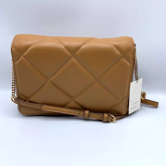 A New Day Womens Matelasse Square Crossbody Bag Brown/Tan - Brand New w/Tags