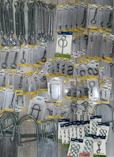 Huge Lot National Hardware Zinc Plated Steel Eye Clamps Assorted￼￼ 100+ Pieces￼