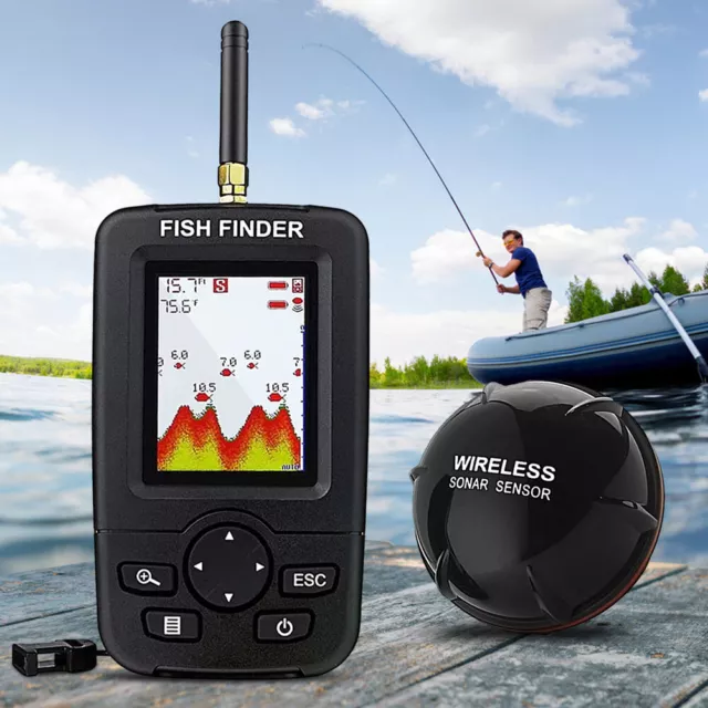 fr Wireless 125KHZ 45m/147ft Sonar Fishing Detector Portable for Ice Fishing Sea