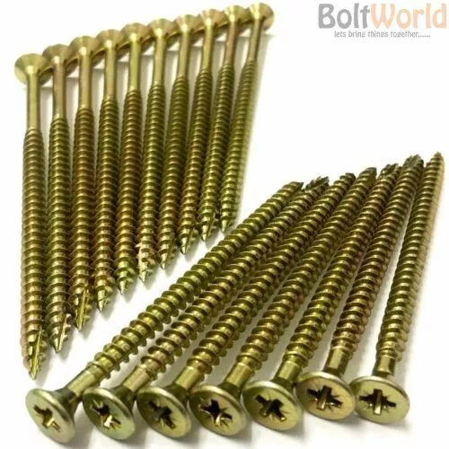 PROFESSIONAL YELLOW WOOD SCREW POZI COUNTERSUNK WOODSCREW SCREWS 6g 7g 8g