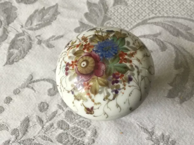 ancien pommeau de canne porcelaine a décor de fleurettes