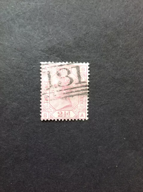 GB QV SG141 2 1/2d Rosy Mauve plate 5, B-A, Good Used. Cat £85.