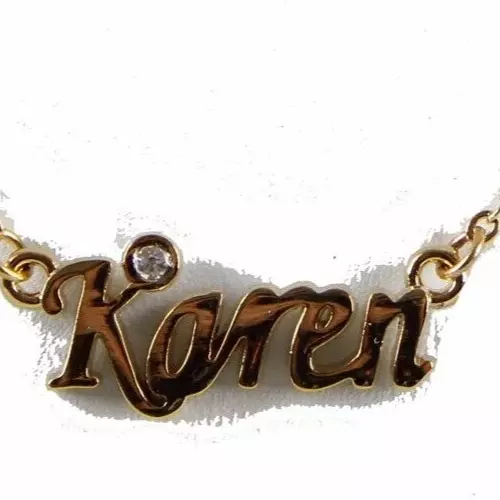 KAREN NEW Name Goldtone Rhinestone Accent 14.5" w 4.5" Multi Ring Ext Necklace