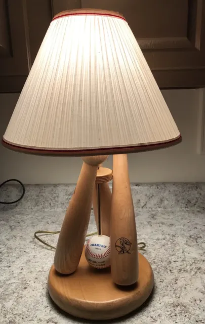 CHAMPRO Baseball Themed Table Lamp Triple Base Bat Pro Team Ball Solid Heavy 24”