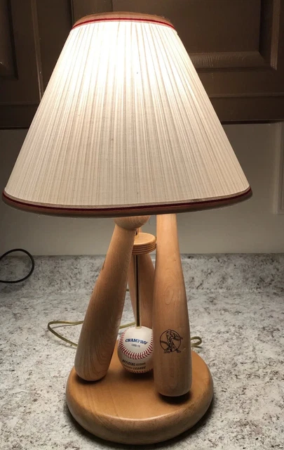 CHAMPRO Baseball Themed Table Lamp Triple Base Bat Pro Team Ball Solid Heavy 24” CHAMPRO Baseball Themed Table Lamp Triple Base Bat Pro Team Ball Solid Heavy 24”