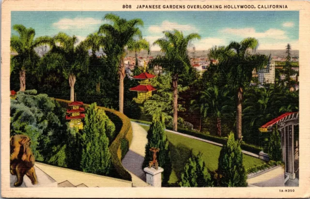 Postcard~Hollywood California~Japanese Gardens~Linen