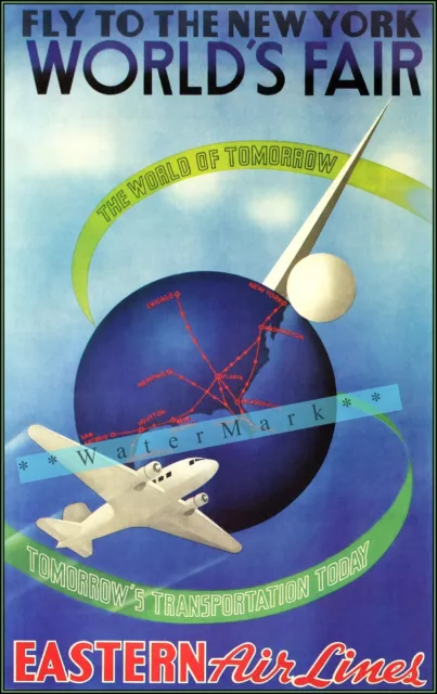 World's Fair 1939 New York Eastern Vintage Poster Print Retro Style Airline Art