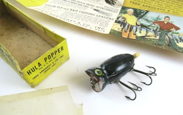 Fred Arbogast Hula Popper Lure In Original Box W/ Fishing Hints & Pocket  Catalog 
