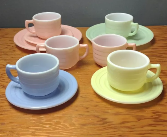 1950's Hazel Atlas Moderntone Childs Little Hostess 11 Piece Pastel Tea Set