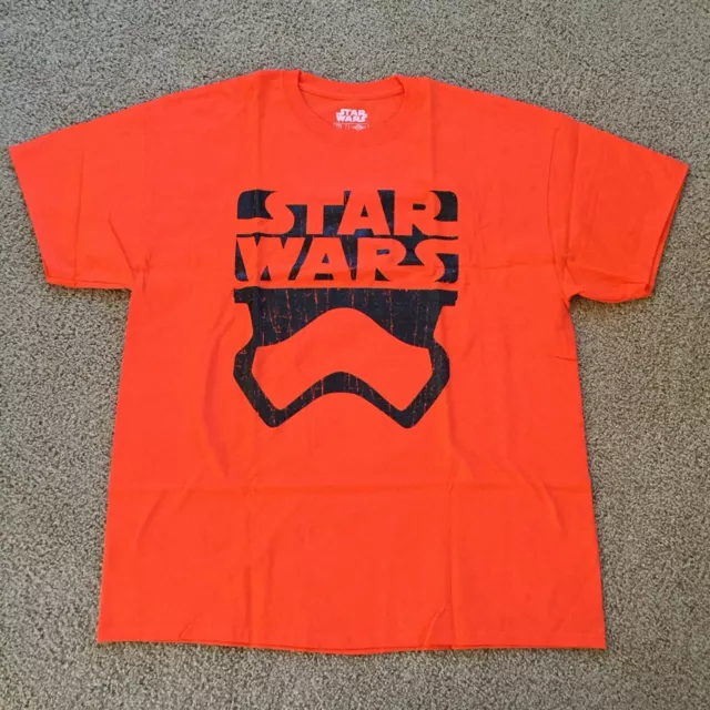 NEW (XL) Star Wars Orange First Order Stormtrooper Adult T-shirt, Black Glitter 2