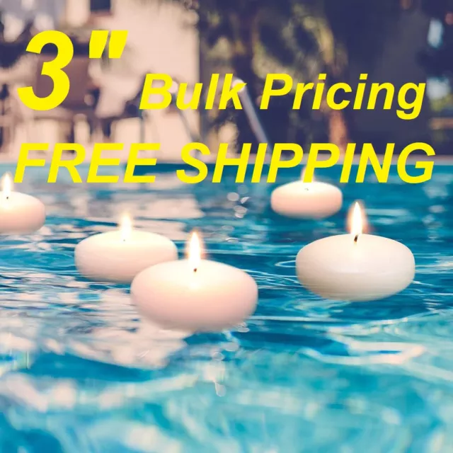 3 inch Ivory Floating Disc Candles Set of 12 (3", not 2", not 1.5")  pool  party